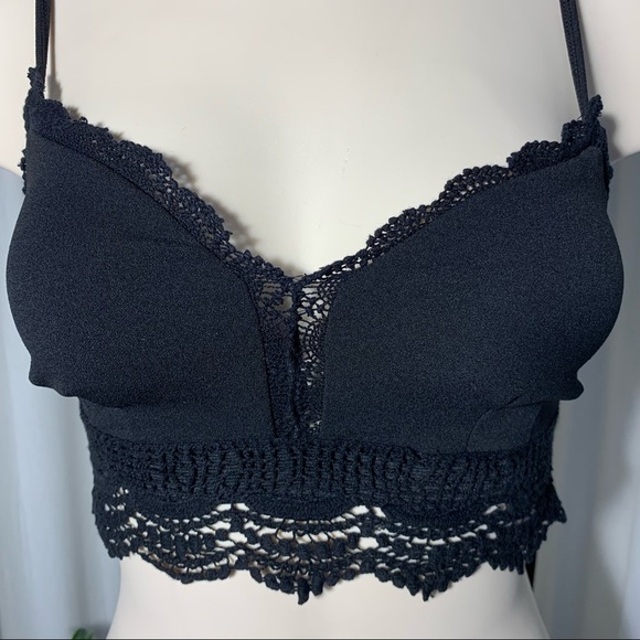 3/$30 Dynamite Crochet Crop Top Jet Black Bralette - Picture 9 of 15